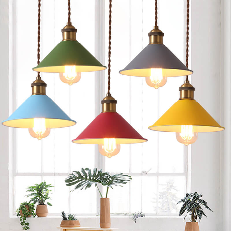 Modern Metal Pendant Light with Colorful Macaron Bell Shade – Adjustable Height Hanging Light for Kitchen and Dining Spaces 5