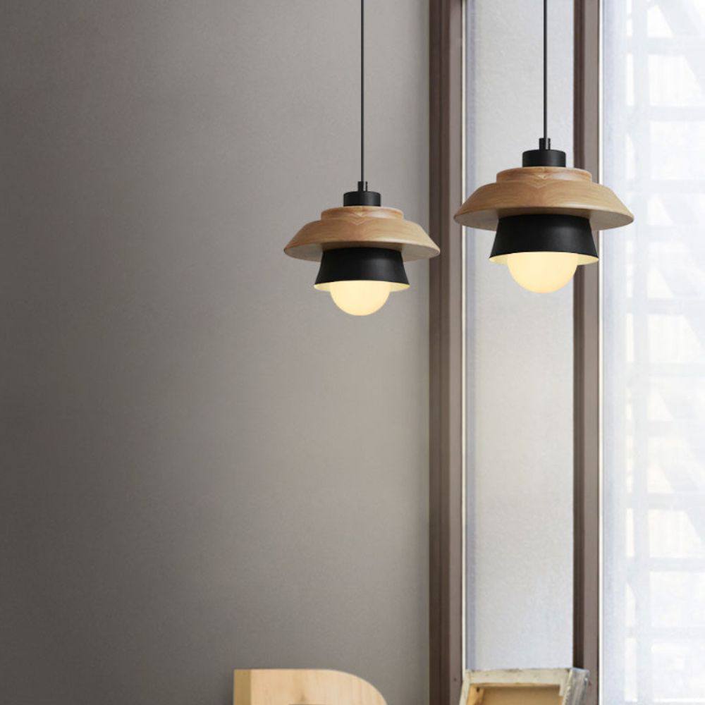 Pendant Light Aluminum Wood E26 E27 Socket Adjustable Cable 90 to 260V 1