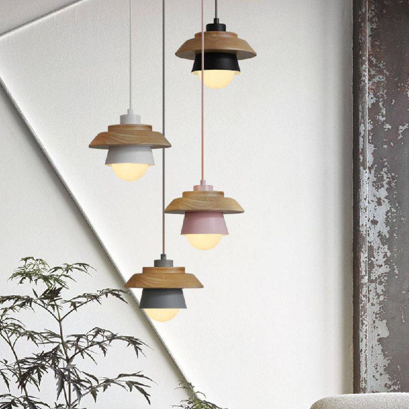 Pendant Light Aluminum Wood E26 E27 Socket Adjustable Cable 90 to 260V 9