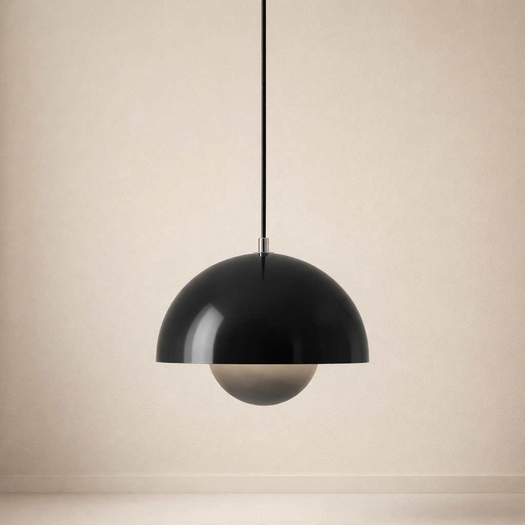 Pendant Light Metal Dome 9 in Width E27 Base Adjustable 59 in Cord Indoor Hanging Light 1
