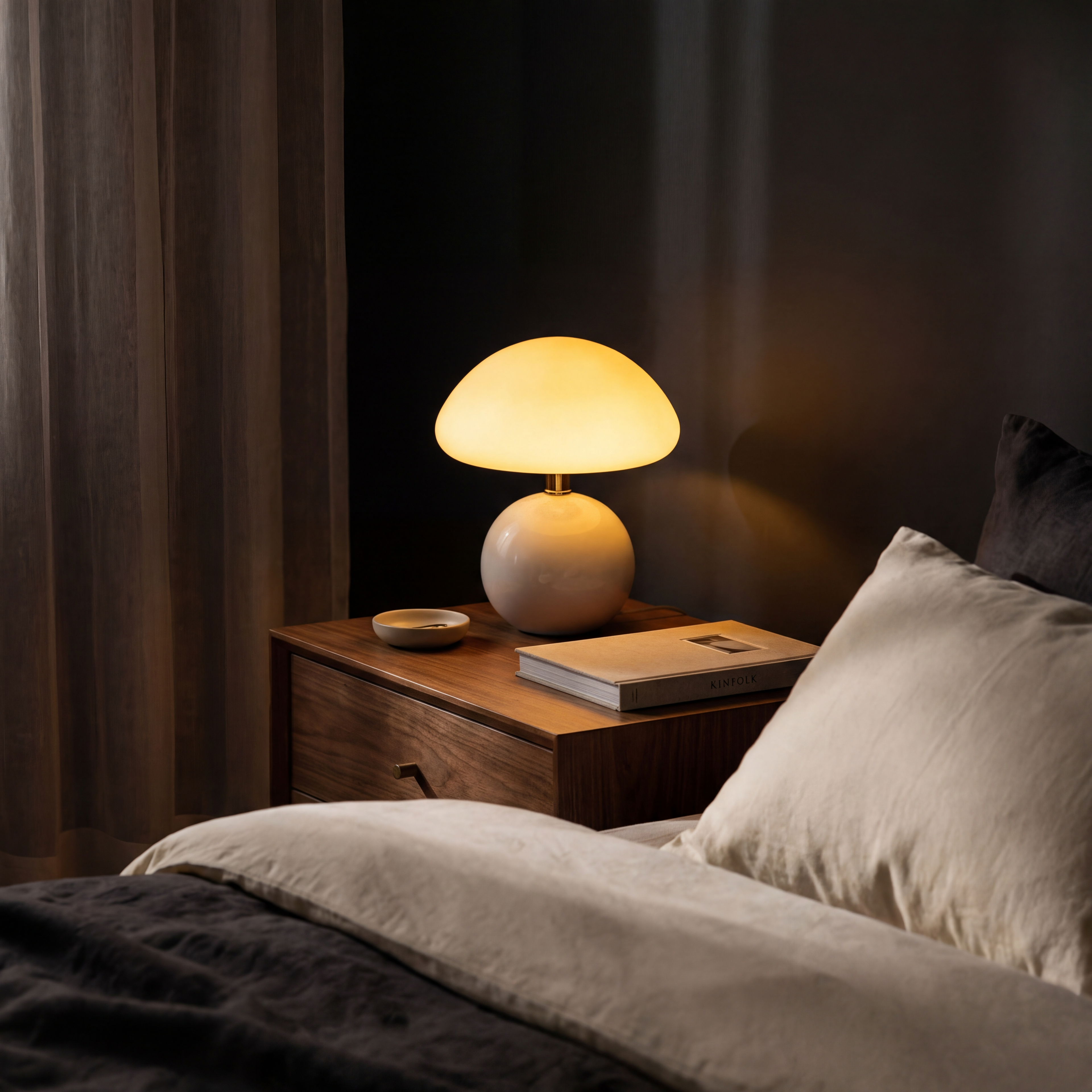Table Lamp LED 24W Ceramic Base Frosted Dome Shade Three Color Modes 4