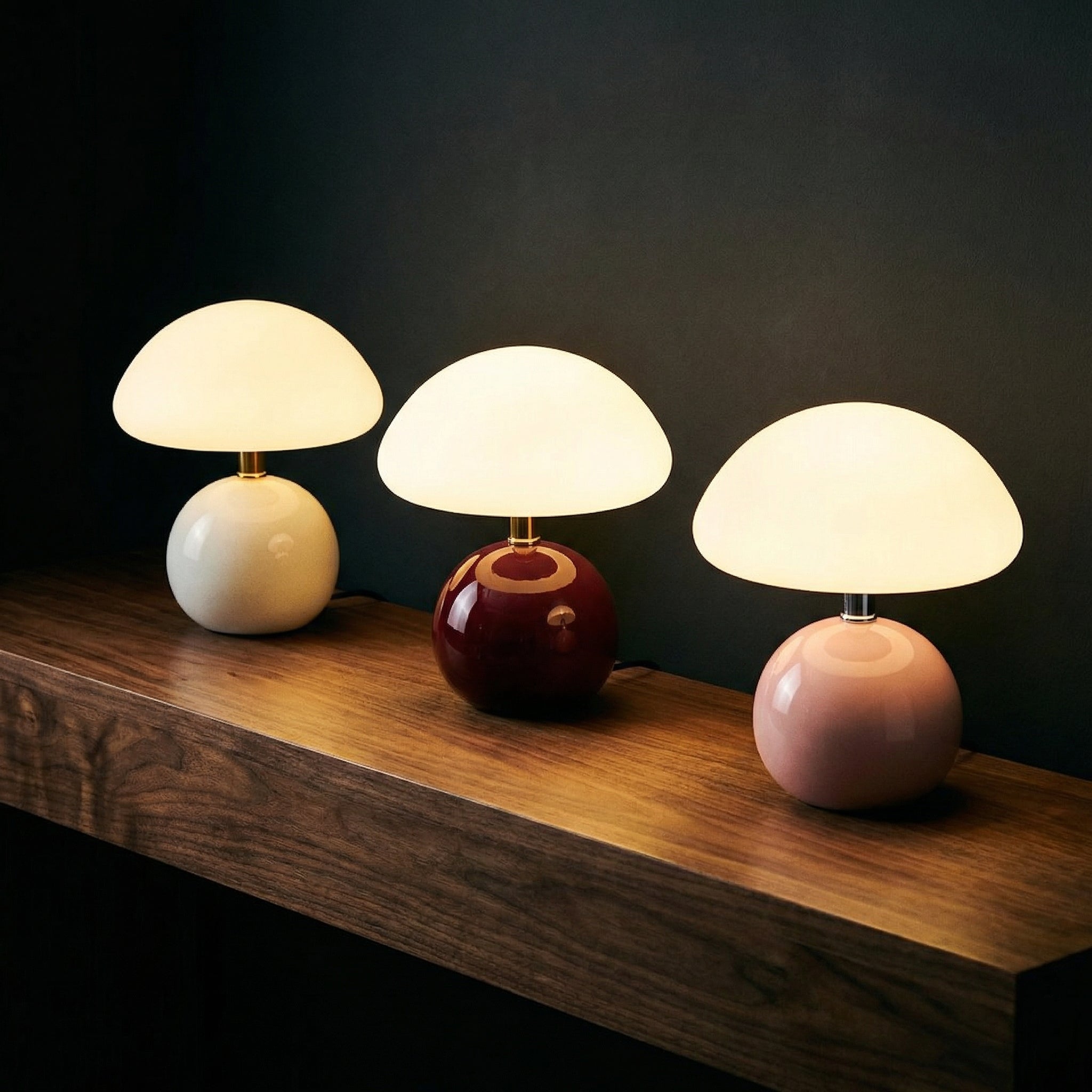 Table Lamp LED 24W Ceramic Base Frosted Dome Shade Three Color Modes 5